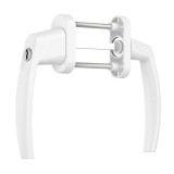 Klamka do drzwi balkonowych z zamkiem biała RAL 9016