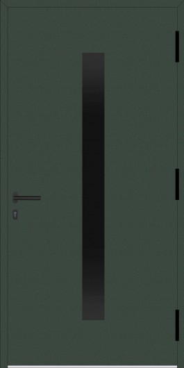 Drzwi zewnętrzne zielone ral 6009 z szybą